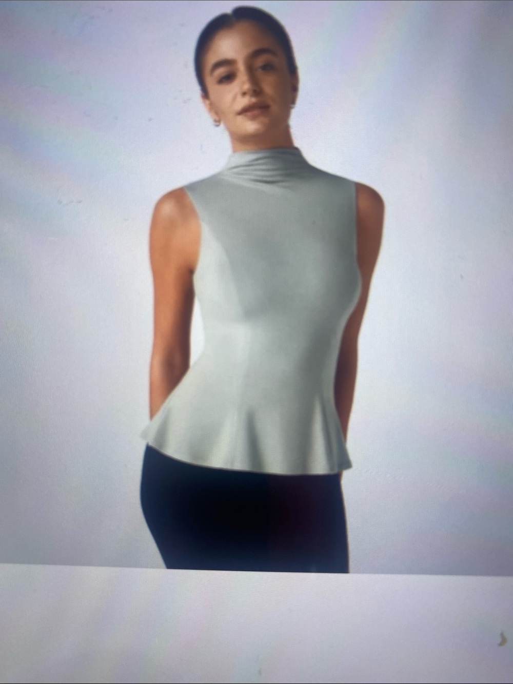 XSMALL.  HALARA FUNNEL MOCK NECK PEPLUM TANK TOP